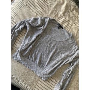 Heather Gray Ribbed Derek Heart Cropped Long Sleeve Sweater